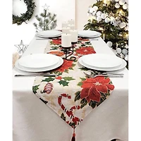 Wizardi 13.75" x 67" Festive Poinsettias Christmas Table Runner