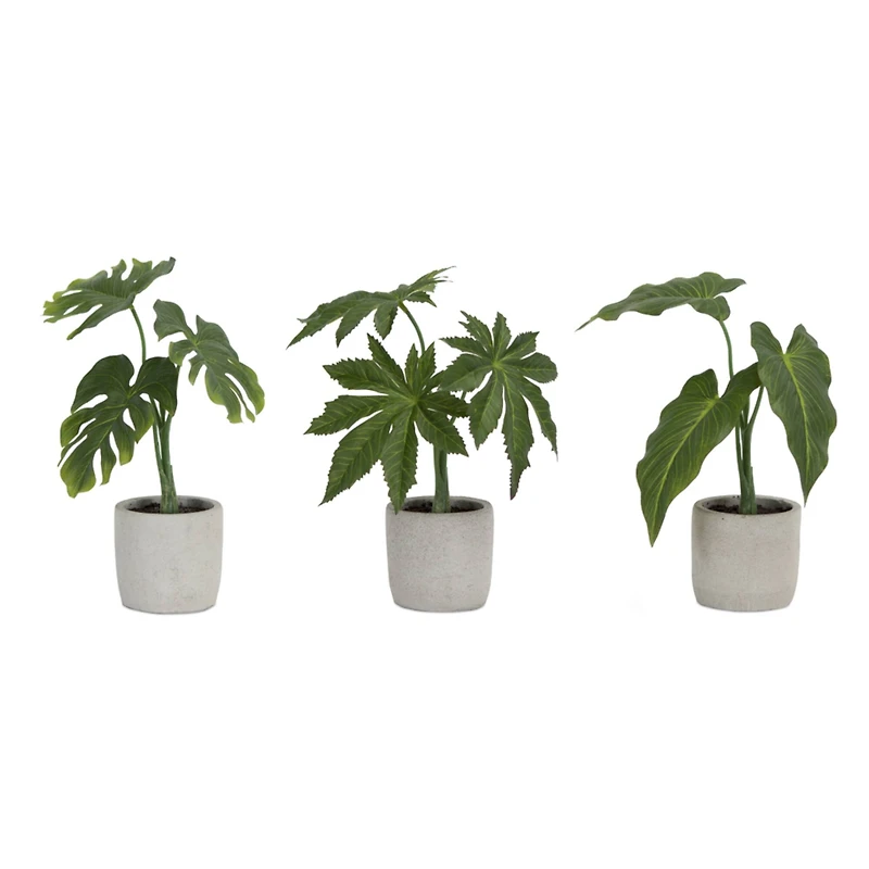 Green Potted Foliage Set, 10", 10.5" & 11.5"
