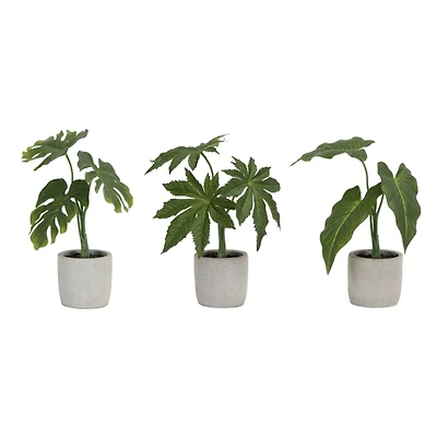Green Potted Foliage Set, 10", 10.5" & 11.5"
