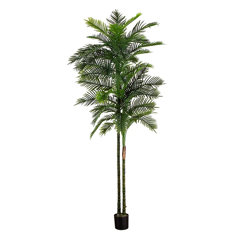 10ft. Potted Green UV Resistant Artificial Double Robellini Palm Tree