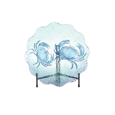 18" Blue Ombre Crab Glass Charger with Wavy Edge