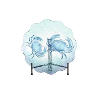 18" Blue Ombre Crab Glass Charger with Wavy Edge