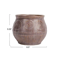 Hello Honey® 6.5" Plum Reactive Glaze Pattern Debossed Stoneware Planter