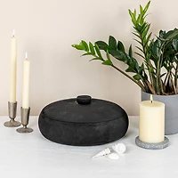 Hello Honey® 11.5" Black Decorative Paulownia Wood Container with Lid