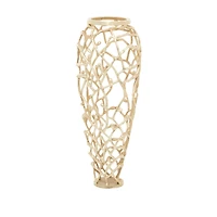 Gold Aluminum Contemporary Vase, 9" x 9" x 23"