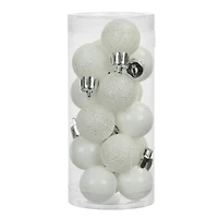 16 Pack 25mm Mini White Plastic Ball Ornaments by Ashland®