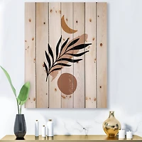 Designart - Abstact Minimal Sun, Moon & Tropical Palm Leaf I