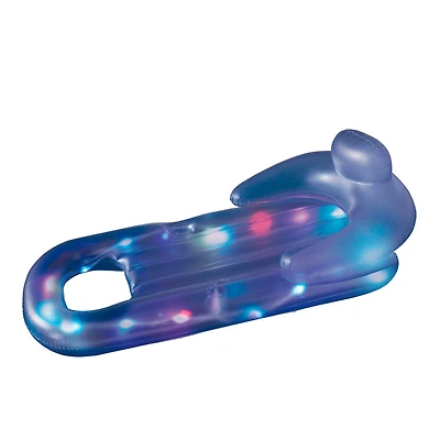 60" Blue Multicolor LED Lighted Inflatable Pool Lounger