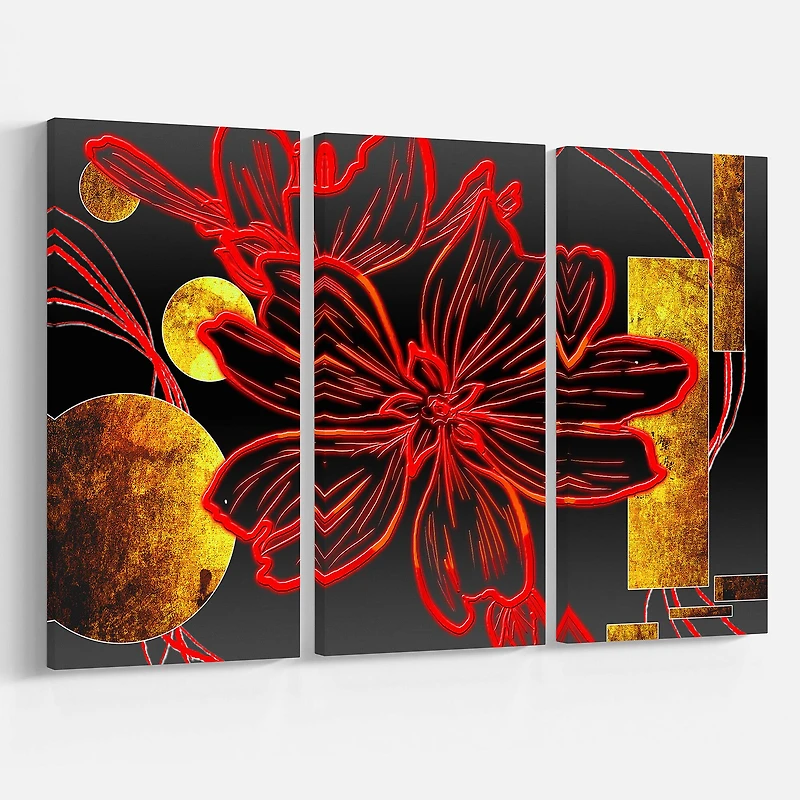 Designart - Abstract Red Flower Painting
