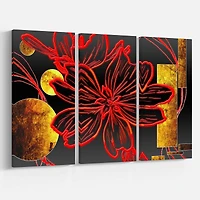 Designart - Abstract Red Flower Painting