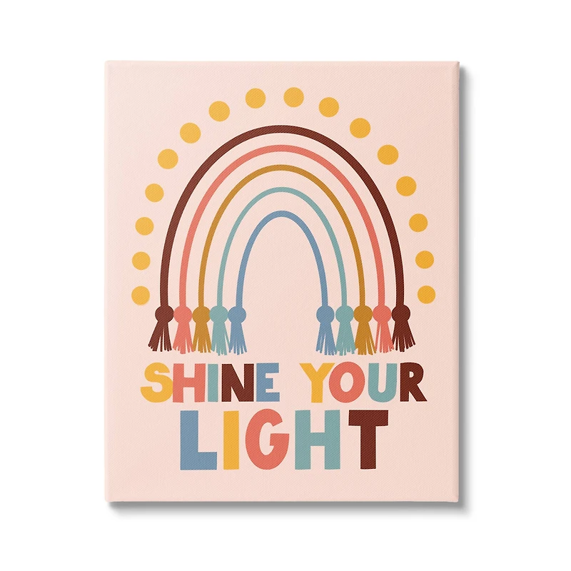 Stupell Industries Shine Your Light Hanukkah Rainbow Canvas Wall Art