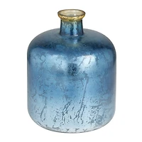 Blue Glass Coastal Vase, 12" x 10" x 10"