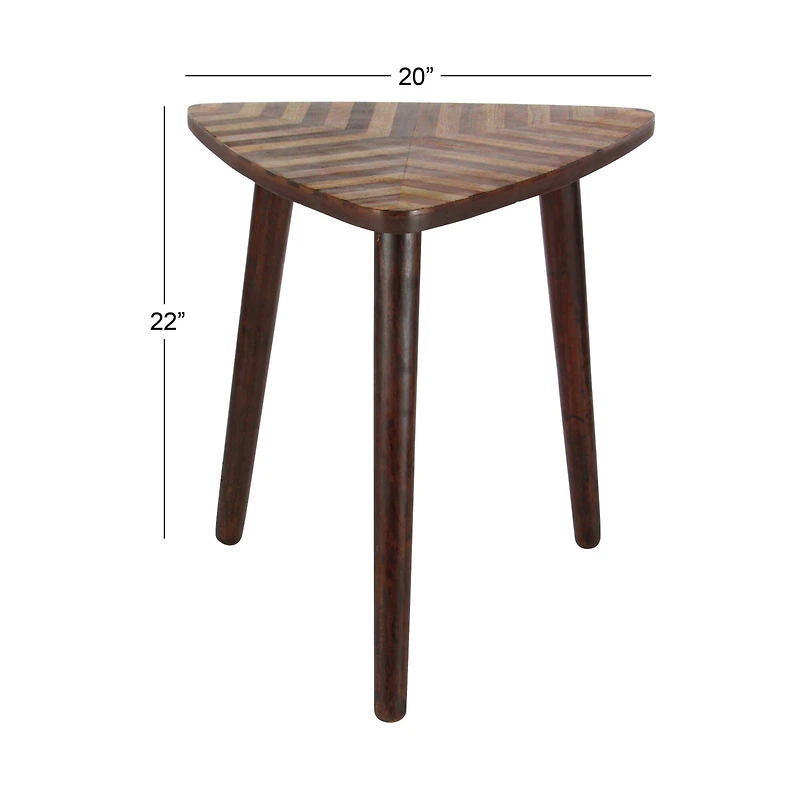 Dark Brown Mango Wood Modern Accent Table