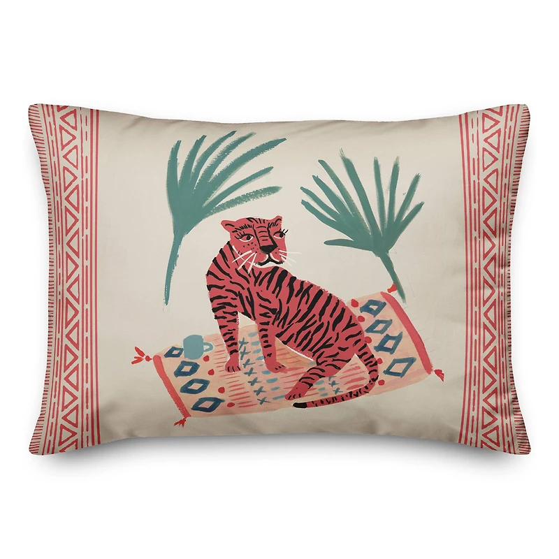 Palm Tree & Tiger Throw Pillow