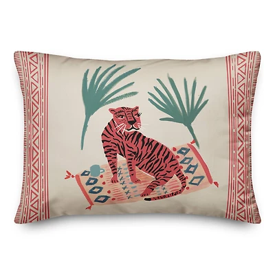 Palm Tree & Tiger Throw Pillow
