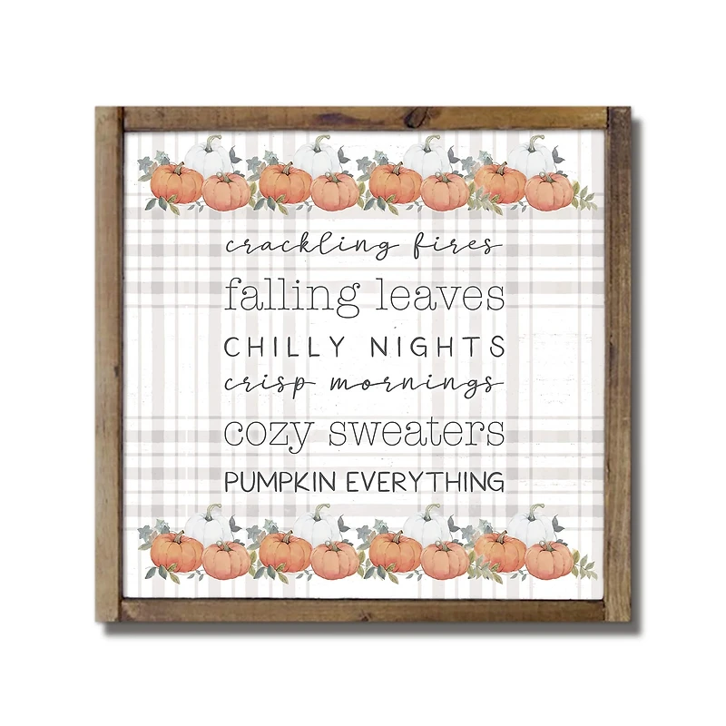 Plaid Fall Things Framed Wood Wall Hanging