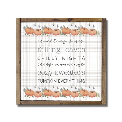 Plaid Fall Things Framed Wood Wall Hanging