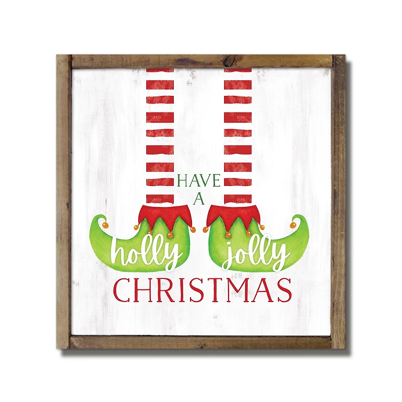 Have a Holly Jolly Christmas Elf Framed Wood Plaque