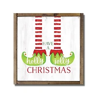 Have a Holly Jolly Christmas Elf Framed Wood Plaque