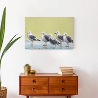 Seagulls On Yellow 24" x 16" Canvas Wall Art