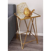 Gold Metal Contemporary Accent Table Set