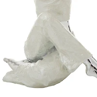 Set of 2 Silver Polystone Glam Yoga Sculpture, 7" x 16"