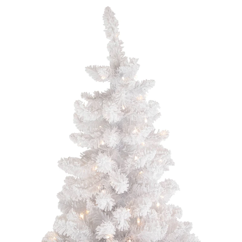 9ft. Pre-Lit Flocked Norway Pine Artificial Christmas Tree, Warm White LED Lights