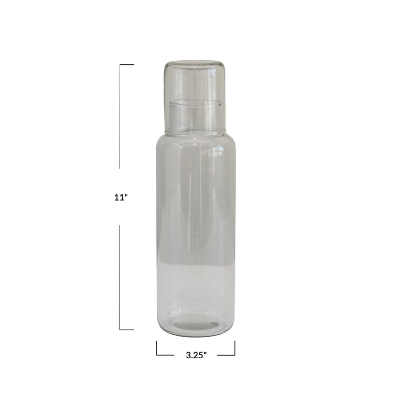 Hello Honey® 11'' Recycled Glass Decanter with Cup Lid