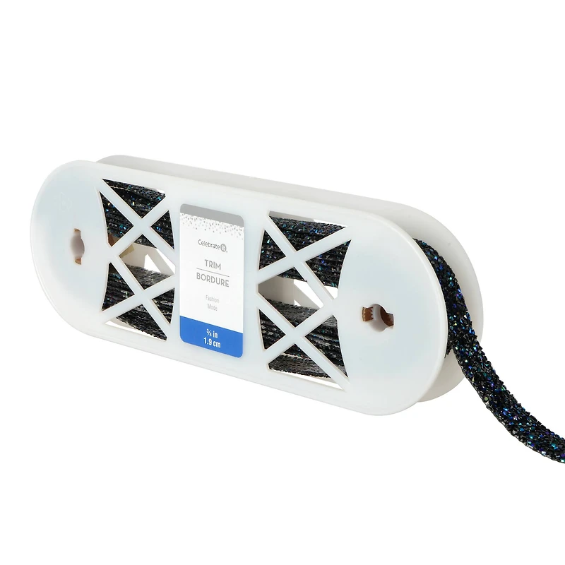 3/4" Black & Blue Iridescent Diamond Trim by Celebrate It® Fashion Mode