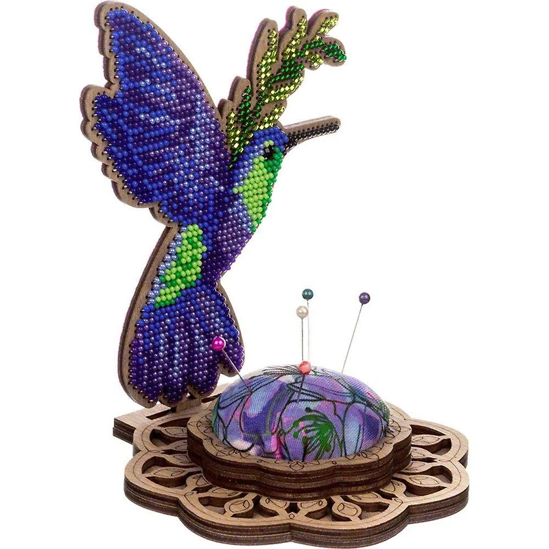 Wonderland Crafts Hummingbird Bead Embroidery on Wood Kit