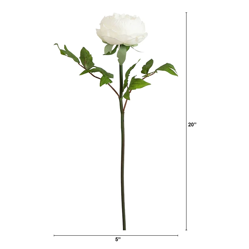 20" White Peony Flower Stems, 3ct.