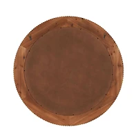  43" Brown Wood  Fluted Room Wall Mirror with Scalloped Edge