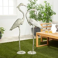 Yellow Aluminum Coastal Bird Garden Sculpture Set
