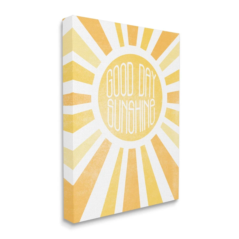 Stupell Industries Good Day Sunshine Greeting Bright Yellow Rays Canvas Wall Art