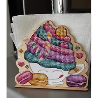 MP Studia Napkin Holder Cake Cross Stitch on Wood Kit