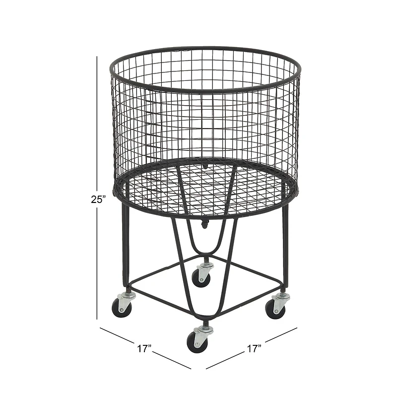 CosmoLiving by Cosmopolitan 24" Black Industrial Metal Storage Cart