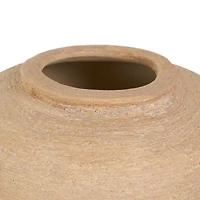 12" Beige Ceramic Wide Textured Vase