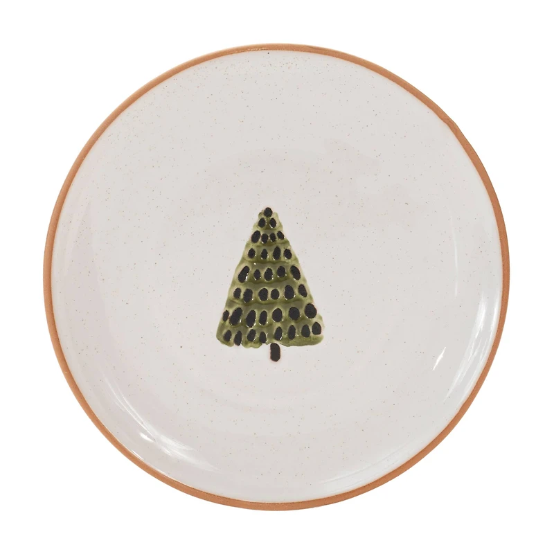 Ceramic Pine Tree Plate, Set of 4