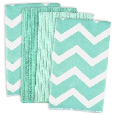 Aqua Chevron Microfiber Dishtowel, 4ct.