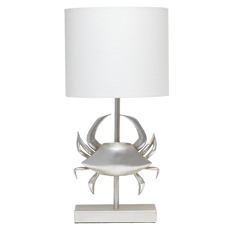 Simple Designs™ 18" Brushed Nickel Pinching Crab Table Lamp with White Shade