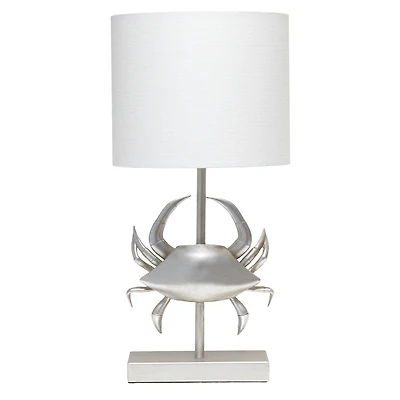 Simple Designs™ 18" Brushed Nickel Pinching Crab Table Lamp with White Shade