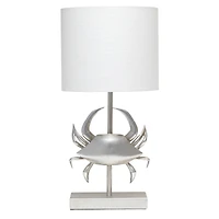 Simple Designs™ 18" Brushed Nickel Pinching Crab Table Lamp with White Shade