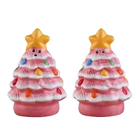 3.75" Pink Nostalgic Ceramic Tree Salt & Pepper Shaker Set