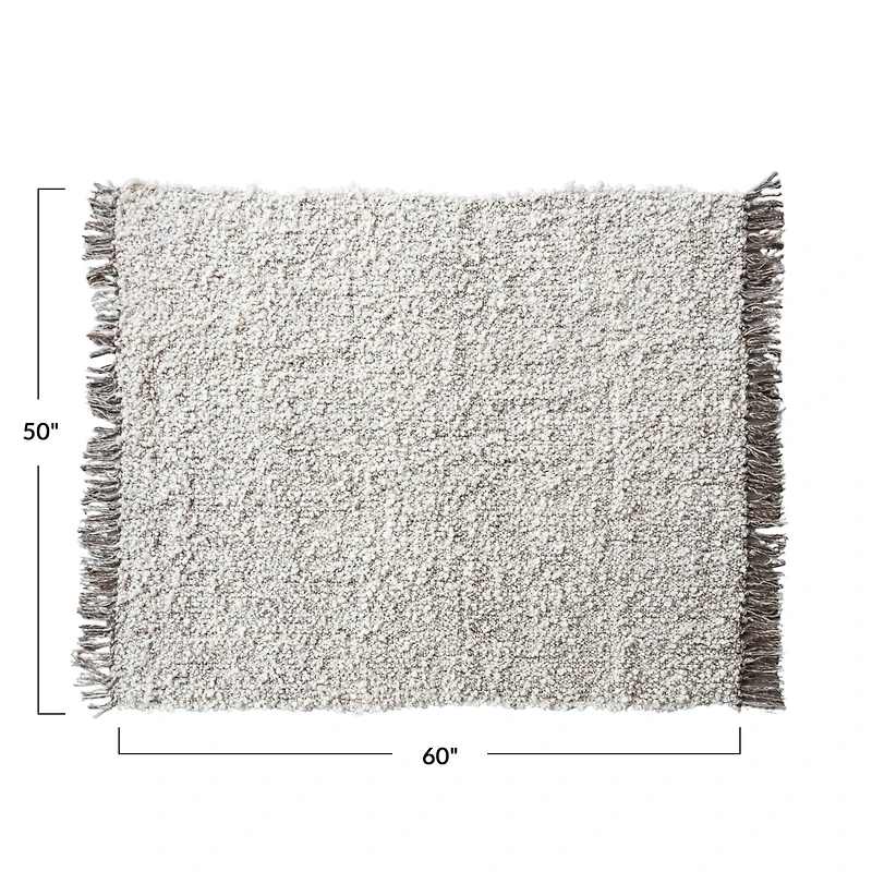 Hello Honey® 60" x 50" Natural & Gray Mélange Cozy Haven Wool Blend Shag Throw