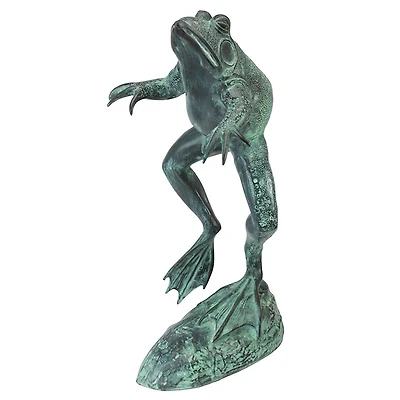 Design Toscano Giant Jumping, Spitting, Leaping Frog Bronze Garden Statue