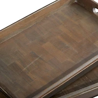 Brown Mango Wood Contemporary Tray Set