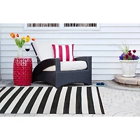 DII® Black & White Stripe Outdoor Rug, 4ft. x 6ft.