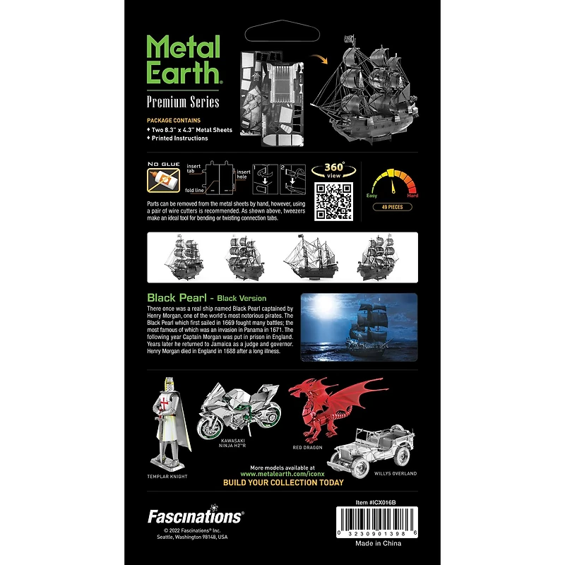 Metal Earth® Premium Series Black Pearl Black Version Steel Model Kit