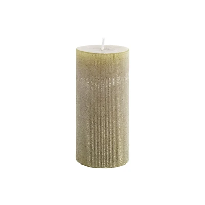 Hello Honey® 3" x 6" Olive Unscented Pleated Pillar Candle