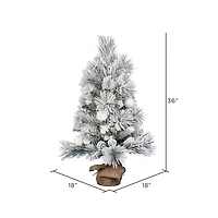 3ft. Unlit Frosted Beacon Pine with Snowballs & Pinecones Artificial Christmas Tree in Burlap Base
